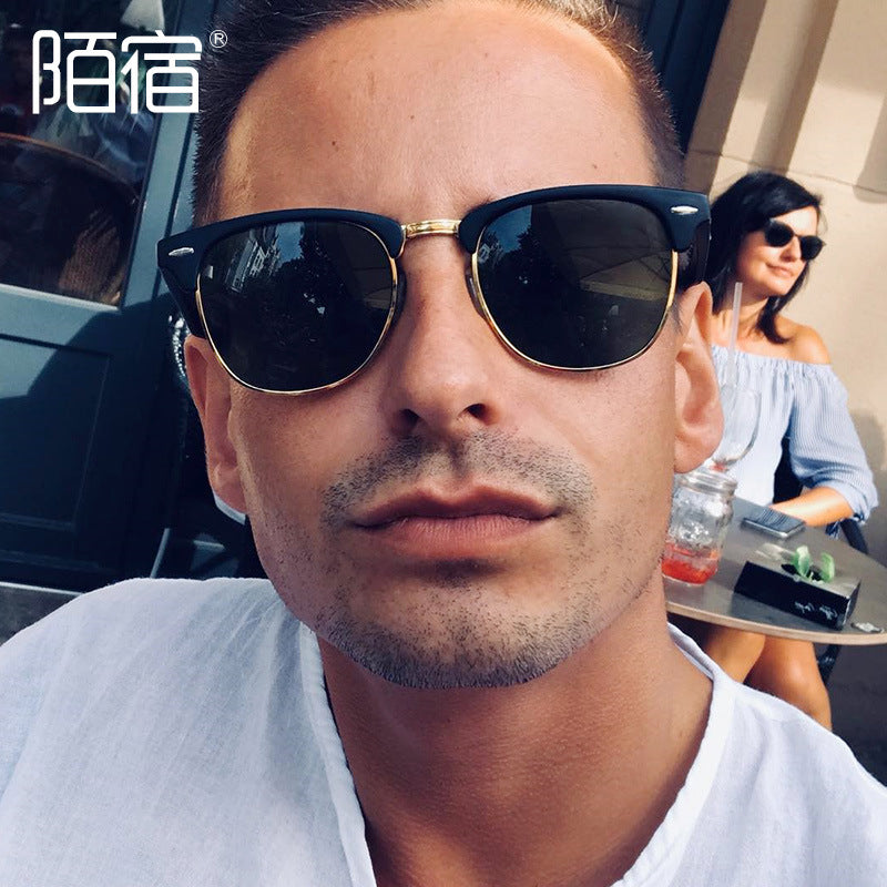 Moju 3016 Polarized Sunglasses European and American Style Retro Men's Anti-Uv Trendyy Women's Rice Nail Sunglasses Wholesale