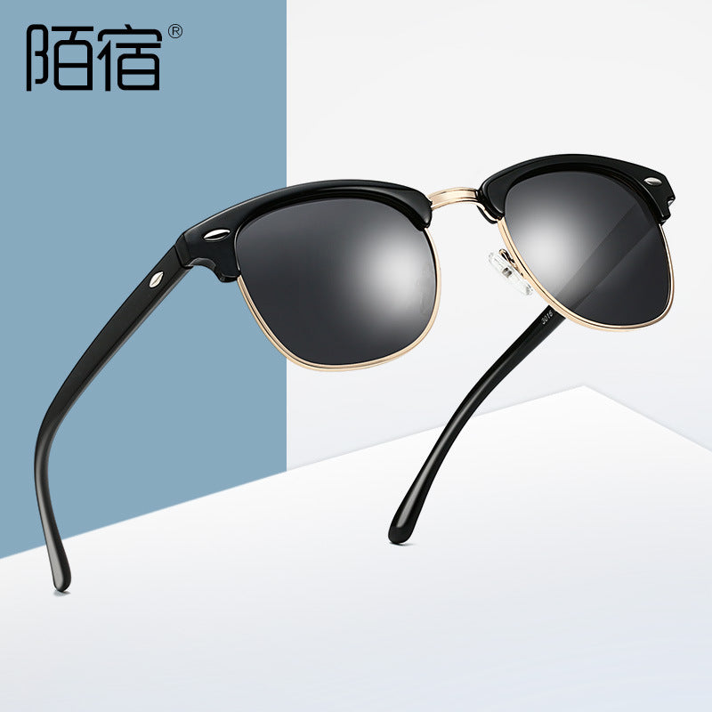 Moju 3016 Polarized Sunglasses European and American Style Retro Men's Anti-Uv Trendyy Women's Rice Nail Sunglasses Wholesale