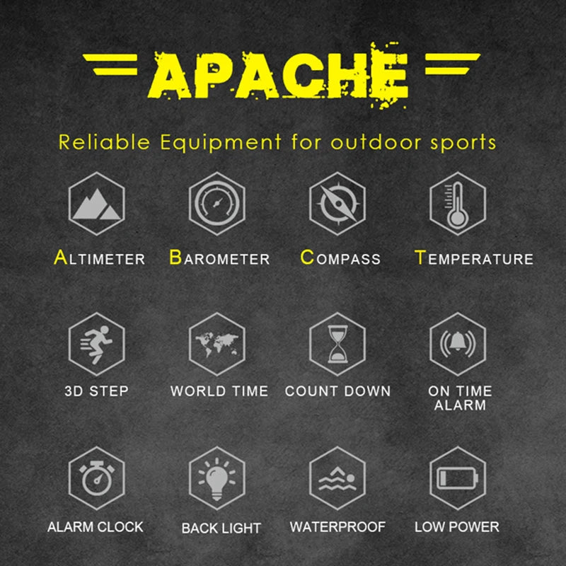 Montre Digitale Sport Étanche — Boussole &amp; Altimètre
