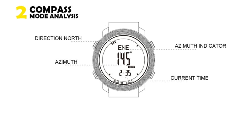 Montre Digitale Sport Étanche — Boussole &amp; Altimètre