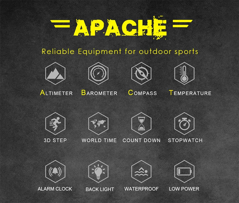 Montre Digitale Sport Étanche — Boussole &amp; Altimètre