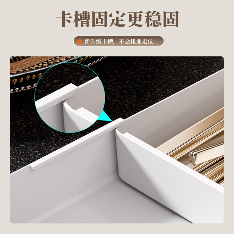 Drawer Storage Box Retractable Cosmetics Sundries Sorting Box Cabinet Partitioned Box Kitchen Tableware Desktop