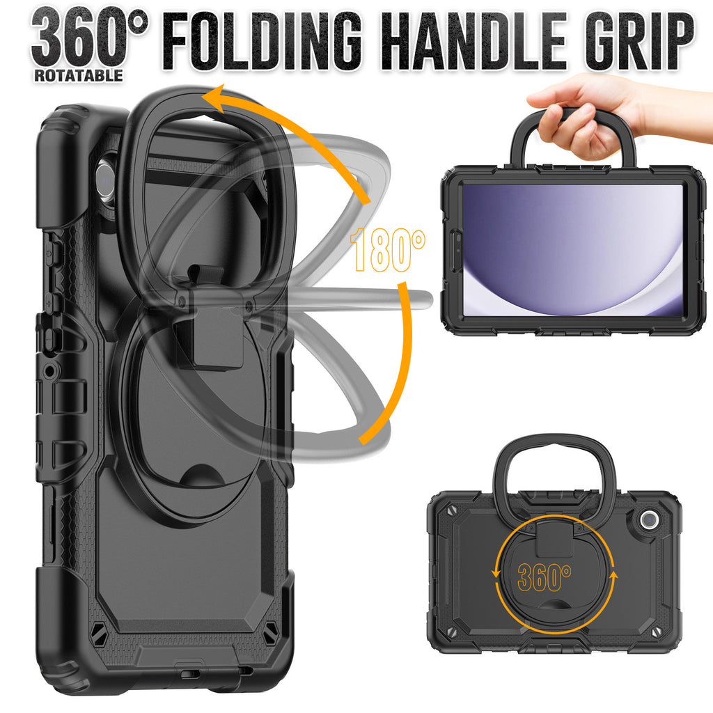 Applicable to Samsung Tab A9 silicone + PC protective case 8.7-inch rotating bracelet X115 multi-functional drop-resistant tablet case