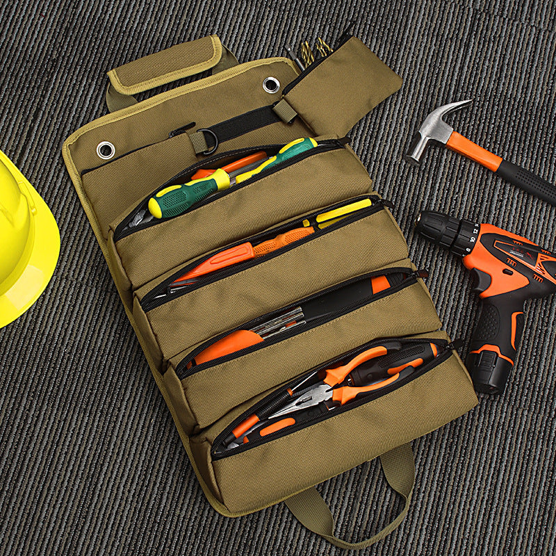 Canvas Tool Bag Durable Woodworking Electrician Repair Storage Bag Roll Car Tool Bag Hardware Bag