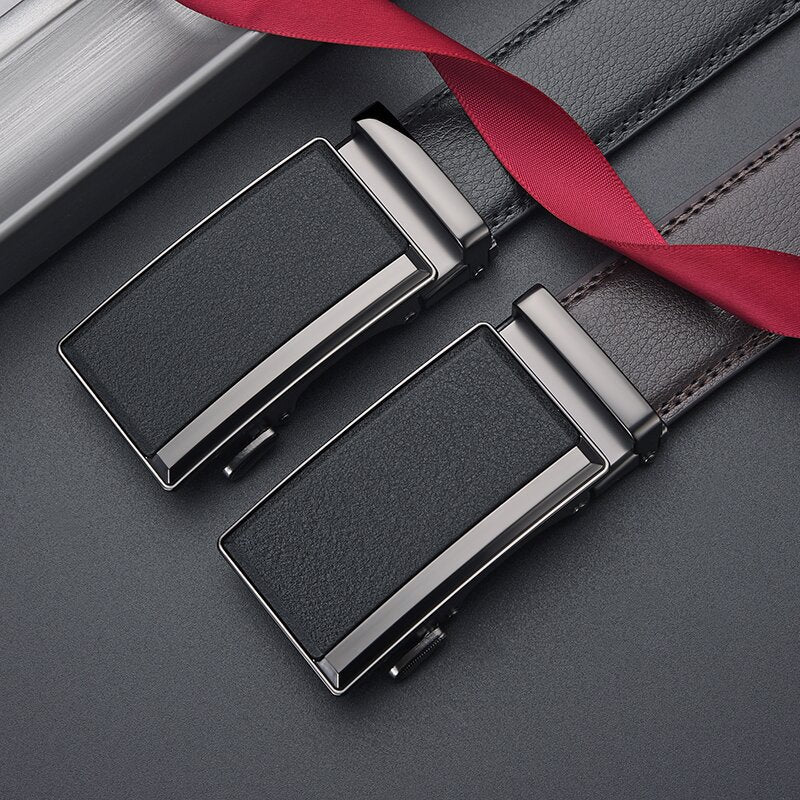 Men's Automatic Buckle Belt, High-End Genuine Two-Layer Cowhide Leather Belt, Men's Casual Pants Belt, Men's Waist Belt, Cross-Border Ready Stock