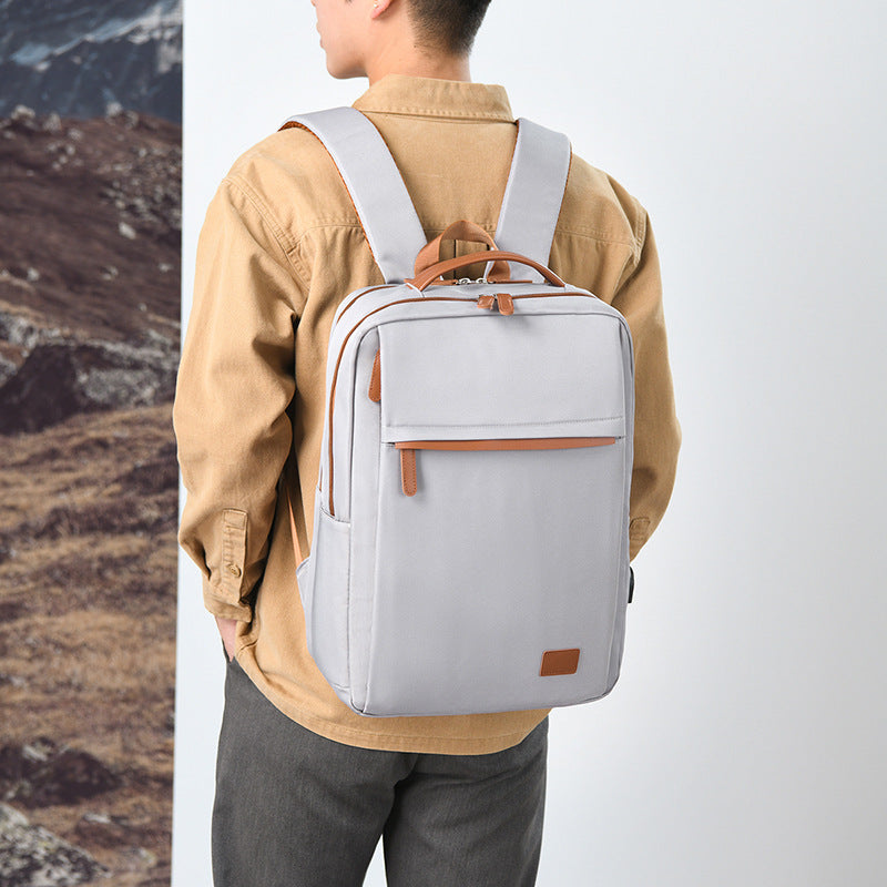 Backpack for Women, Solid Color Oxford Cloth Travel Backpack, Large Capacity, Simple and Versatile, Commuter Computer Backpack for Men, with Logo Printed