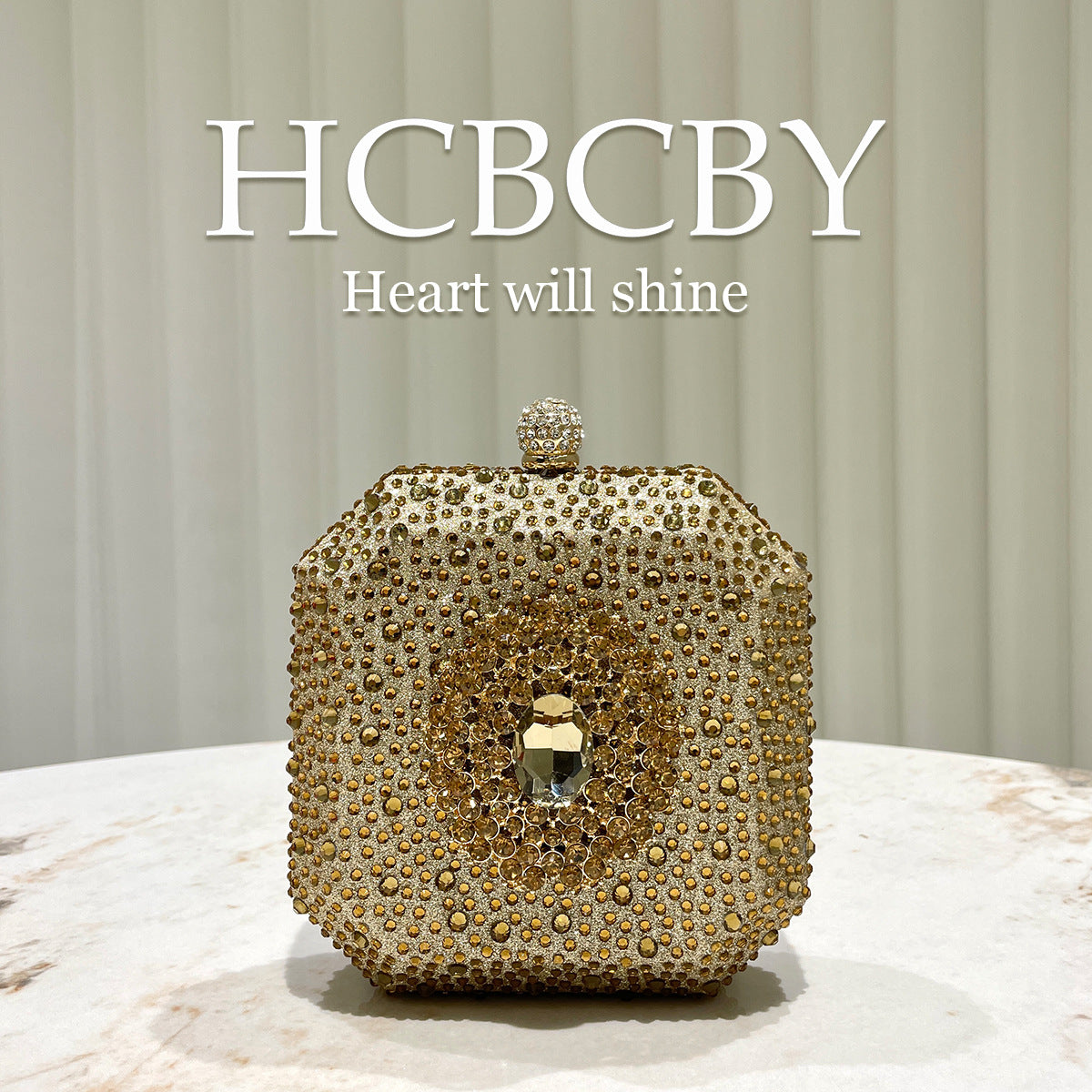 Dark Green Shiny Rhinestone High-grade Diamond Buckle Decorative Small Handbag Women's Fashionable Personalized Mini Box Evening Bag