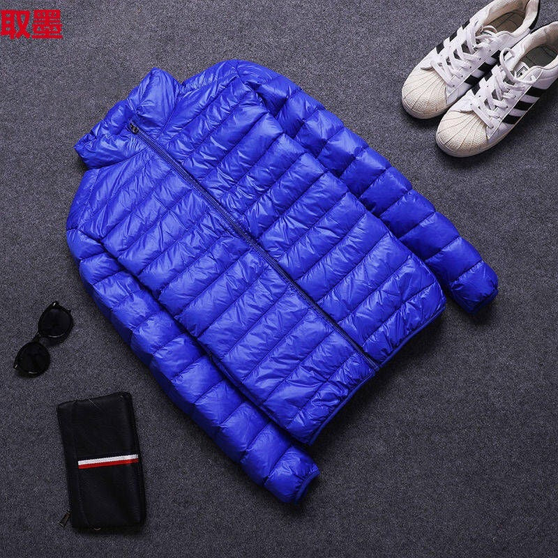Foreign Trade Cotton-padded Clothes New Light and Thin Feather Rong Cotton Hooded Men's Short Youth plus size Winter Clothes with Vertical Collar Cotton-padded Coat Trendy