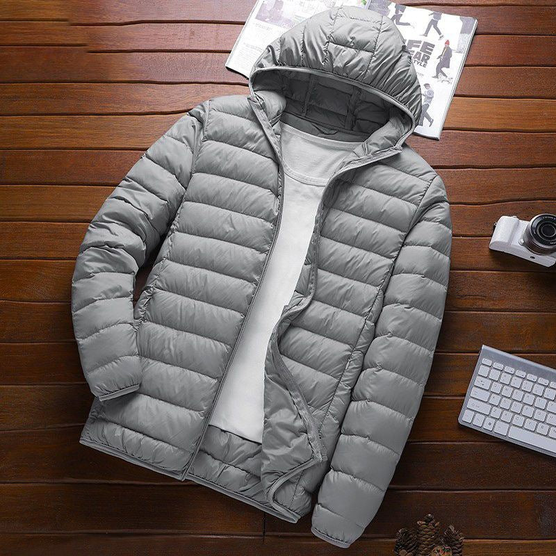 Winter Lightweight fleece-lined Cotton-padded Coat Hooded Men's Korean Style Slim-fit Cotton-padded Coat Men's Warm Jacket Short Cotton-padded Coat Trendy