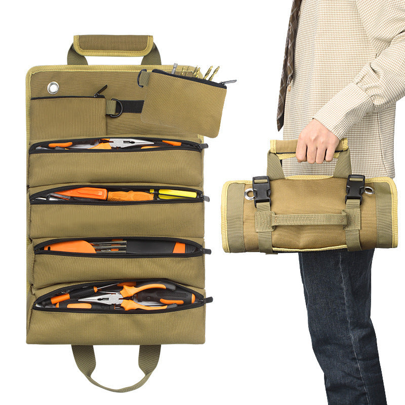 Canvas Tool Bag Durable Woodworking Electrician Repair Storage Bag Roll Car Tool Bag Hardware Bag