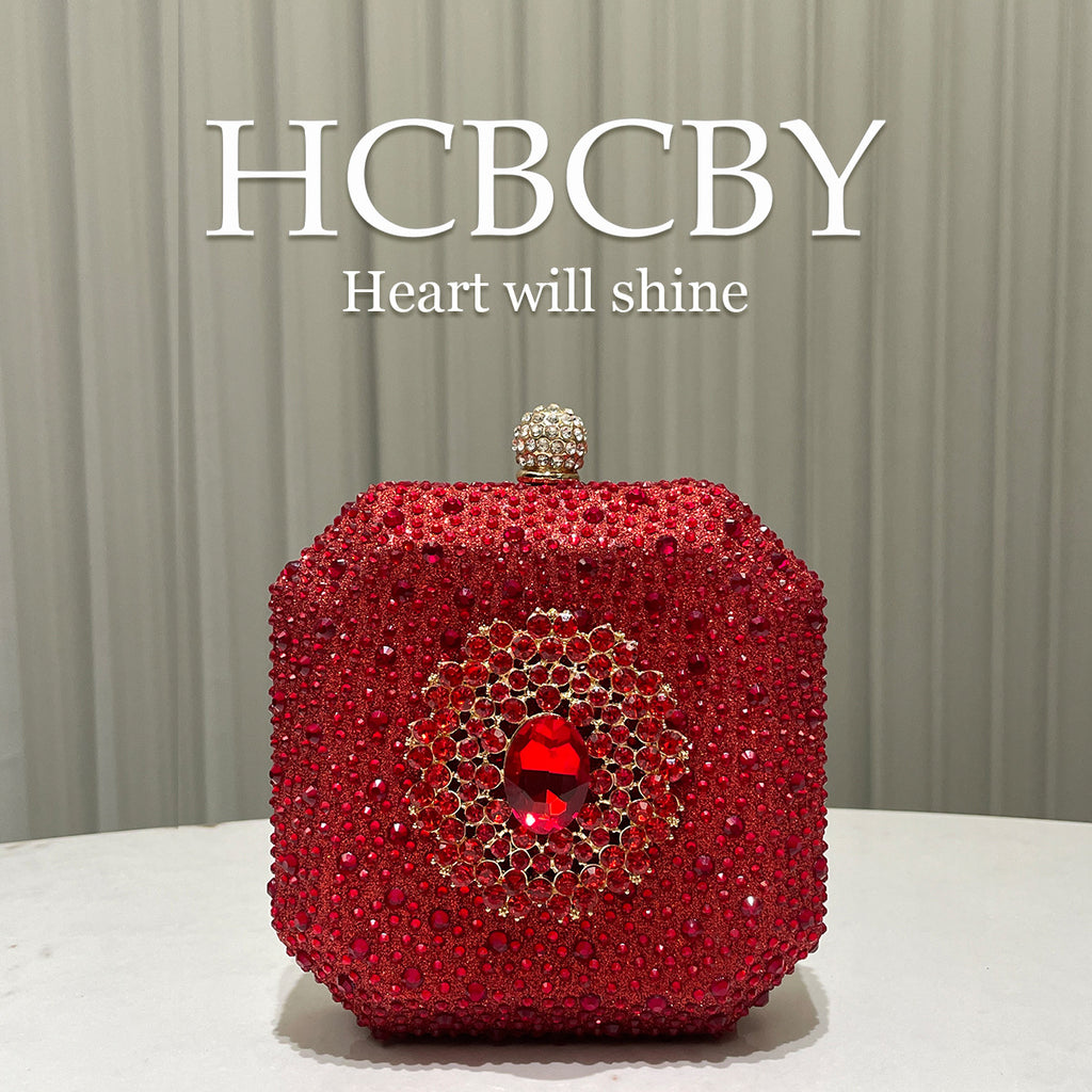 Dark Green Shiny Rhinestone High-grade Diamond Buckle Decorative Small Handbag Women's Fashionable Personalized Mini Box Evening Bag