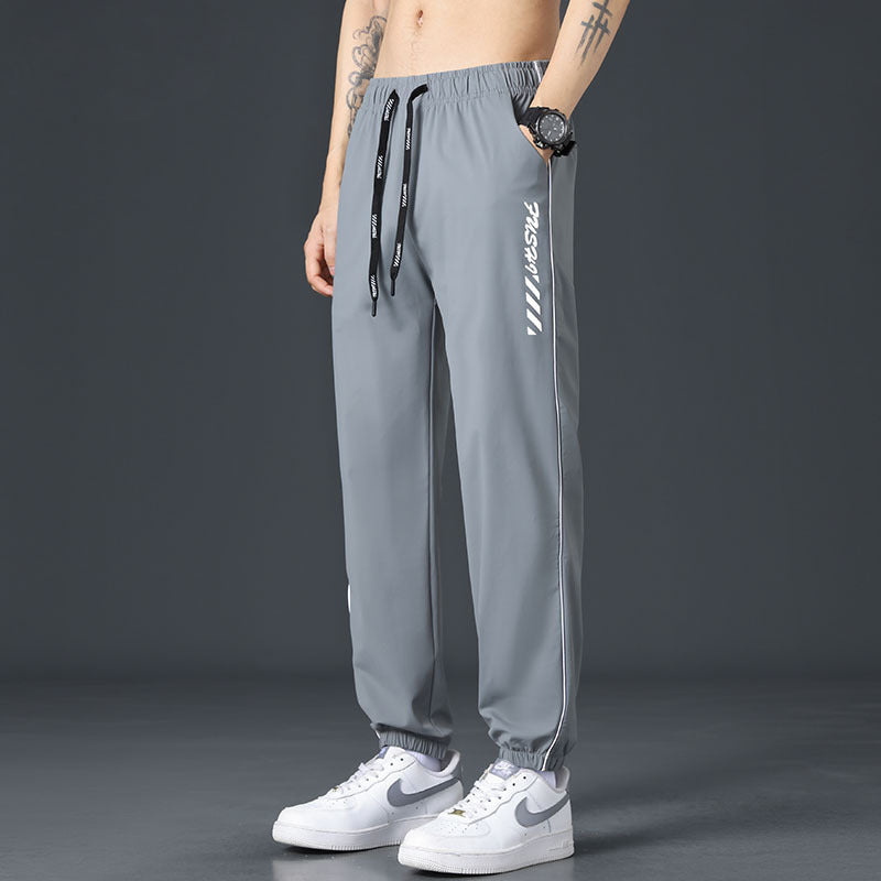 Huagang Camel Ice Silk Quick-drying Sports Men's Summer Thin Breathable Waterproof Drawstring Loose plus size Leg Casual Pants