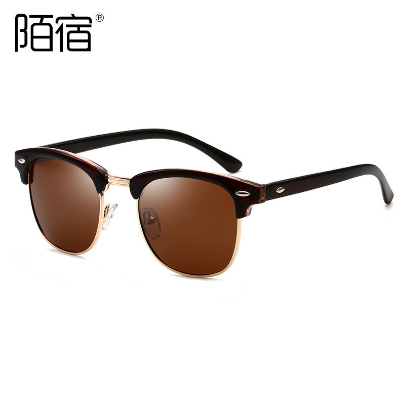Moju 3016 Polarized Sunglasses European and American Style Retro Men's Anti-Uv Trendyy Women's Rice Nail Sunglasses Wholesale