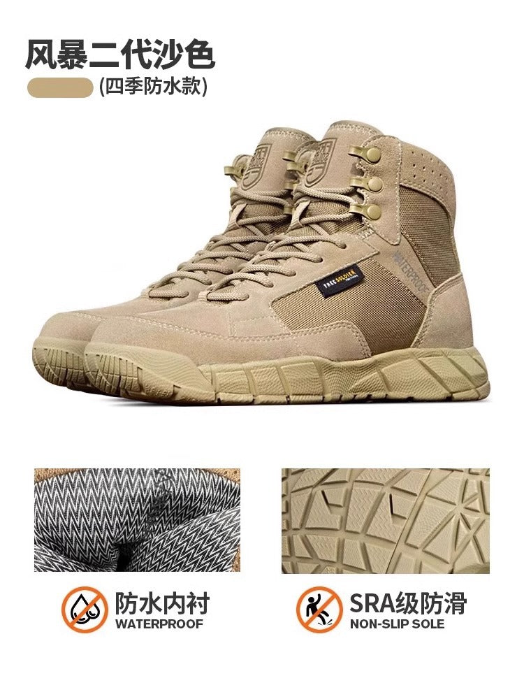 Free Soldier Autumn and Winter Hiking Shoes, Outdoor Shoes, Wear-Resistant, Ultra-Light, Non-Slip Hiking Shoes, Waterproof Tactical Boots, Cross-Country