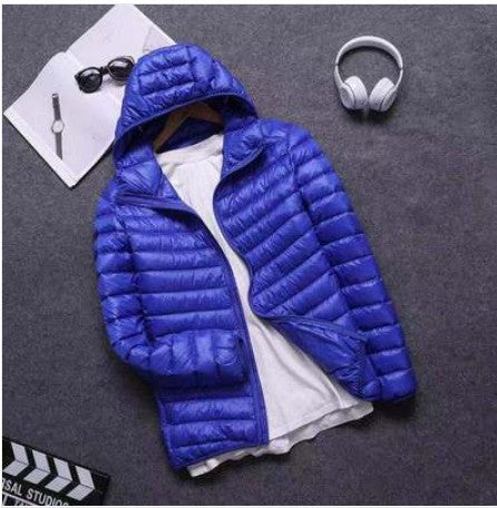 Foreign Trade Cotton-padded Clothes New Light and Thin Feather Rong Cotton Hooded Men's Short Youth plus size Winter Clothes with Vertical Collar Cotton-padded Coat Trendy