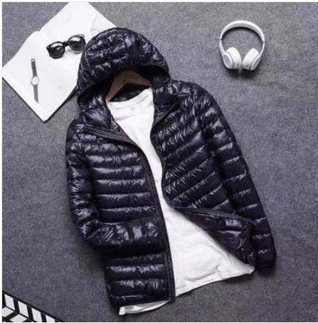 Foreign Trade Cotton-padded Clothes New Light and Thin Feather Rong Cotton Hooded Men's Short Youth plus size Winter Clothes with Vertical Collar Cotton-padded Coat Trendy