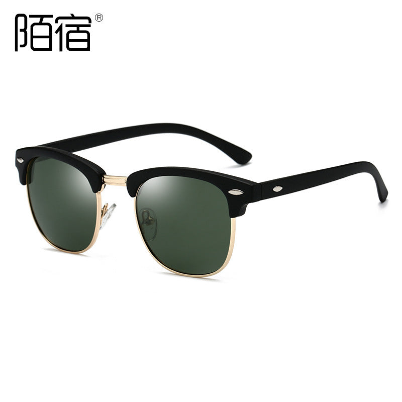 Moju 3016 Polarized Sunglasses European and American Style Retro Men's Anti-Uv Trendyy Women's Rice Nail Sunglasses Wholesale