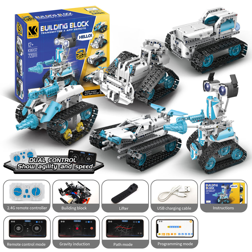Children and Teenagers Stem Programming Robot Compatible with Building Blocks Electric Remote Control Science and Education Toys Gifts Programmable