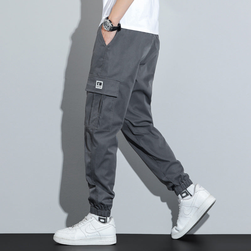 Spring and Autumn Men's Work Pants with Crotch Wear-resistant Loose Leg-toe Work Clothes Pants Breathable Elastic Multi-pocket Overalls