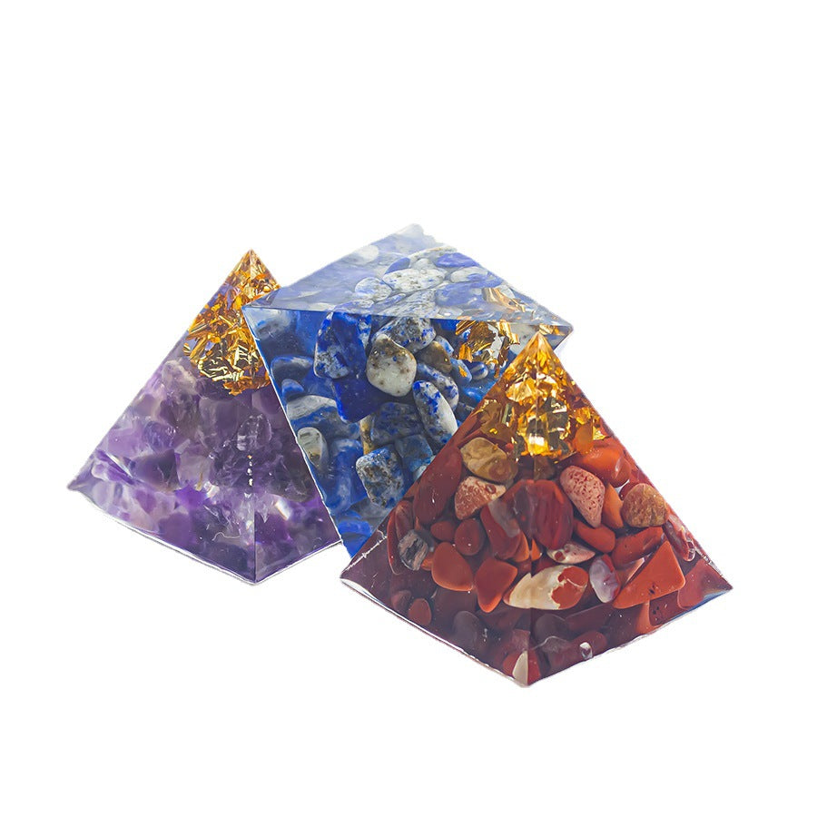 Foreign Trade Amazon Natural Crystal Gravel Glue 3cm Pyramid Home Office Desk Decoration Ornaments Raw Ore