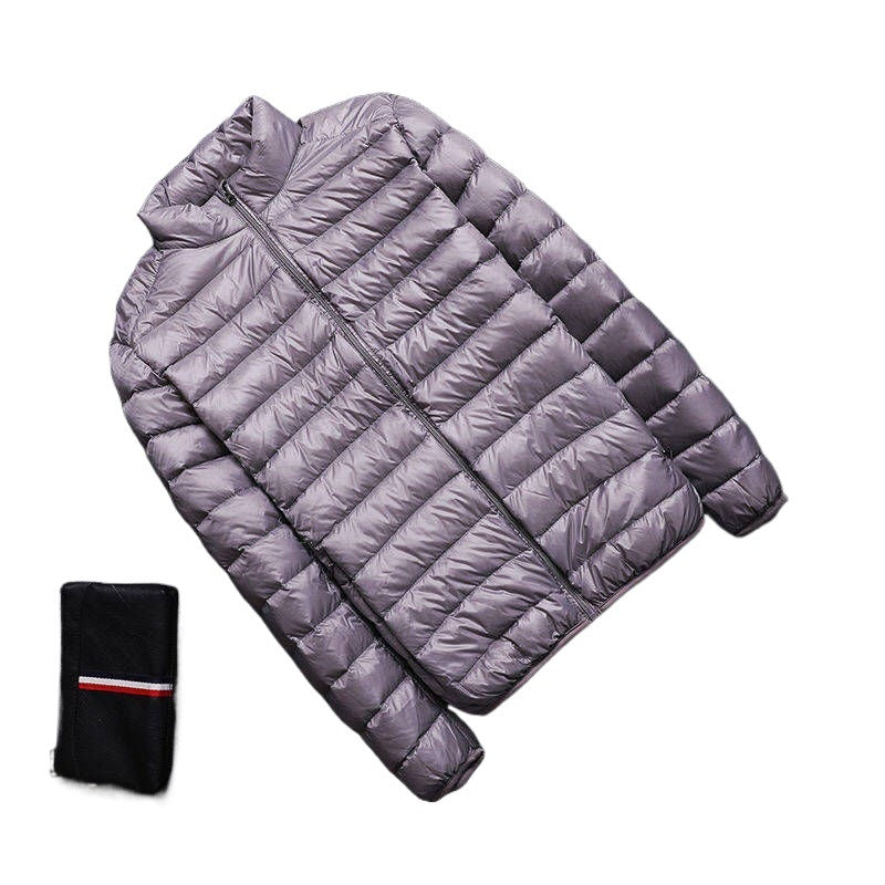 Foreign Trade Cotton-padded Clothes New Light and Thin Feather Rong Cotton Hooded Men's Short Youth plus size Winter Clothes with Vertical Collar Cotton-padded Coat Trendy