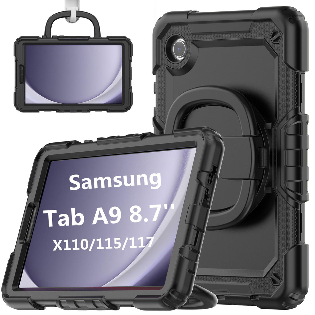 Applicable to Samsung Tab A9 silicone + PC protective case 8.7-inch rotating bracelet X115 multi-functional drop-resistant tablet case
