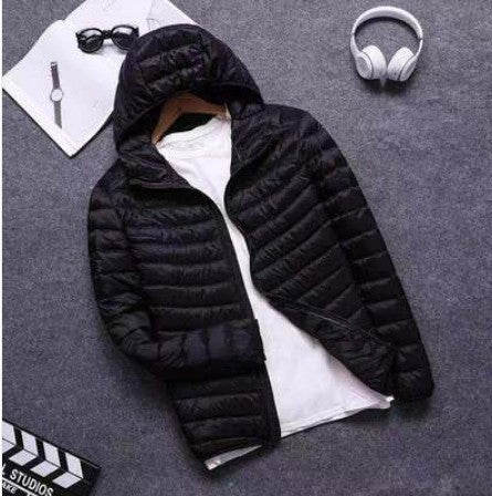Foreign Trade Cotton-padded Clothes New Light and Thin Feather Rong Cotton Hooded Men's Short Youth plus size Winter Clothes with Vertical Collar Cotton-padded Coat Trendy