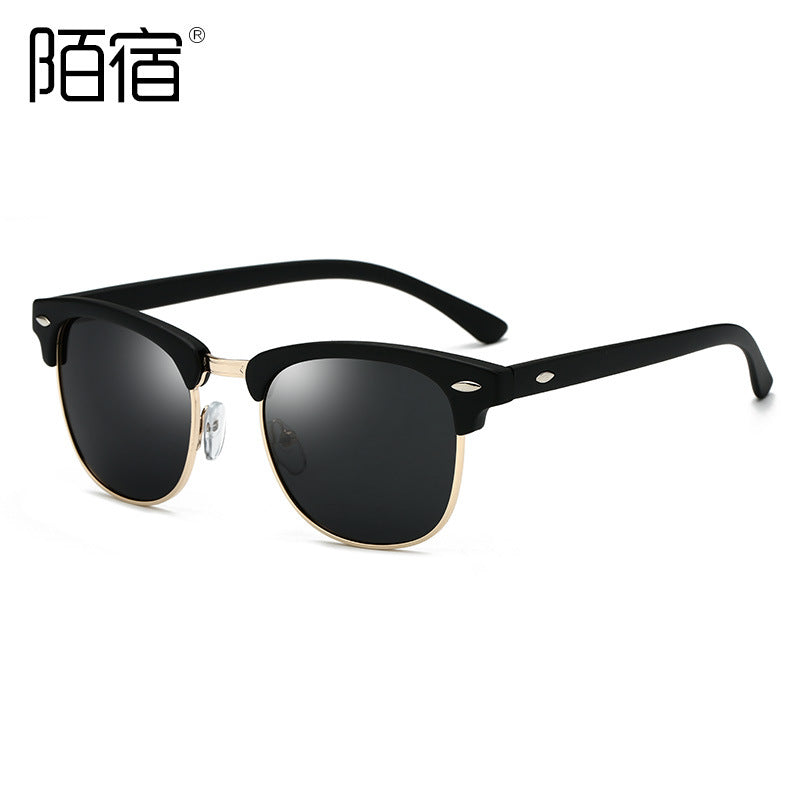 Moju 3016 Polarized Sunglasses European and American Style Retro Men's Anti-Uv Trendyy Women's Rice Nail Sunglasses Wholesale