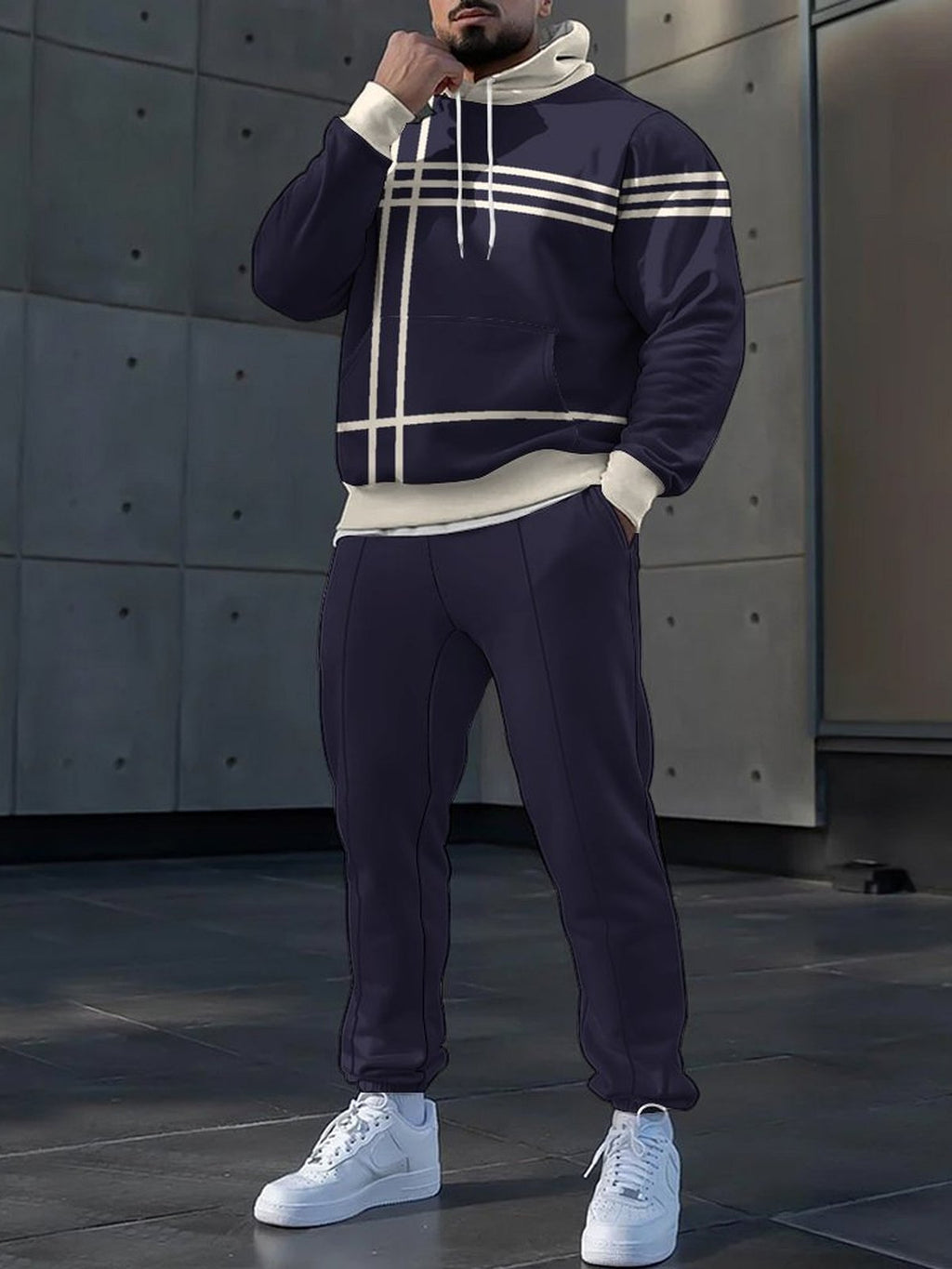 2025 Autumn Cross-Border Amazon Independent Site High Street Men's Hooded Casual Sports Long-Sleeve Long Pants Autumn Set