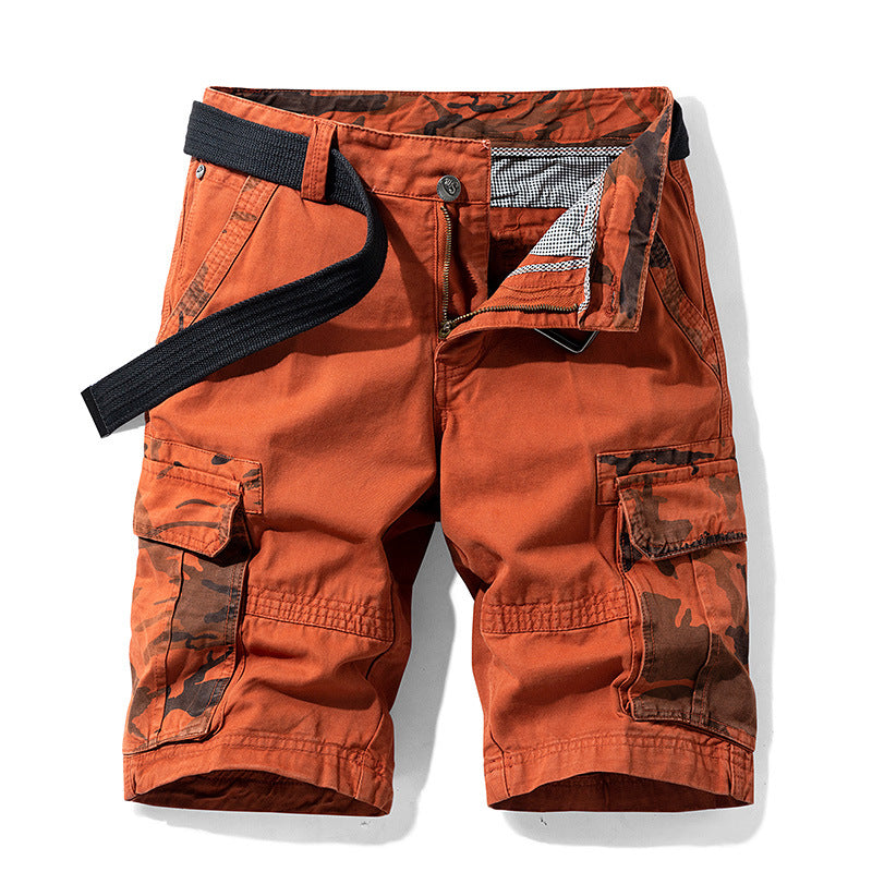 Camouflage Pants Men's Cargo Pants Loose Fit Summer Washed Cargo Shorts Cross-Border Exclusive B2021