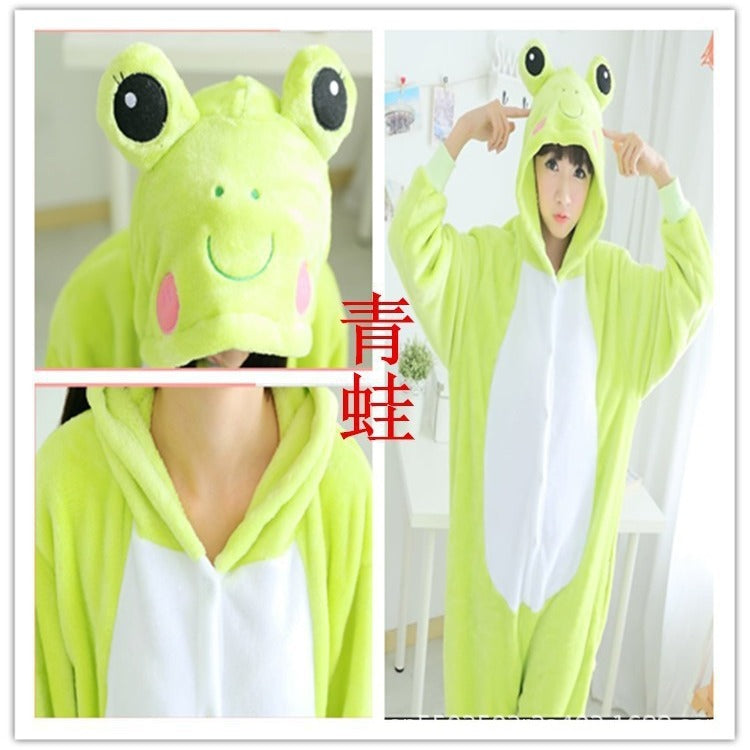 Mixed batch autumn and winter flannel cartoon one-piece pajamas home performance clothes toilet version adult home clothes pajamas
