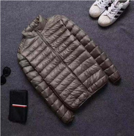 Foreign Trade Cotton-padded Clothes New Light and Thin Feather Rong Cotton Hooded Men's Short Youth plus size Winter Clothes with Vertical Collar Cotton-padded Coat Trendy