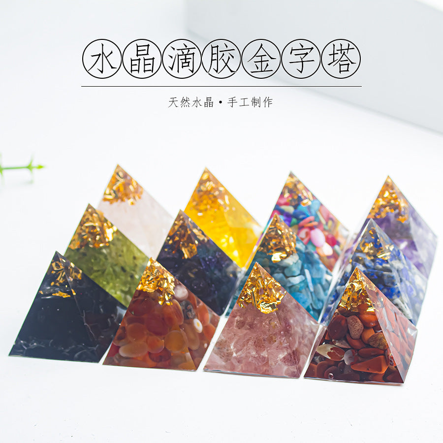 Foreign Trade Amazon Natural Crystal Gravel Glue 3cm Pyramid Home Office Desk Decoration Ornaments Raw Ore