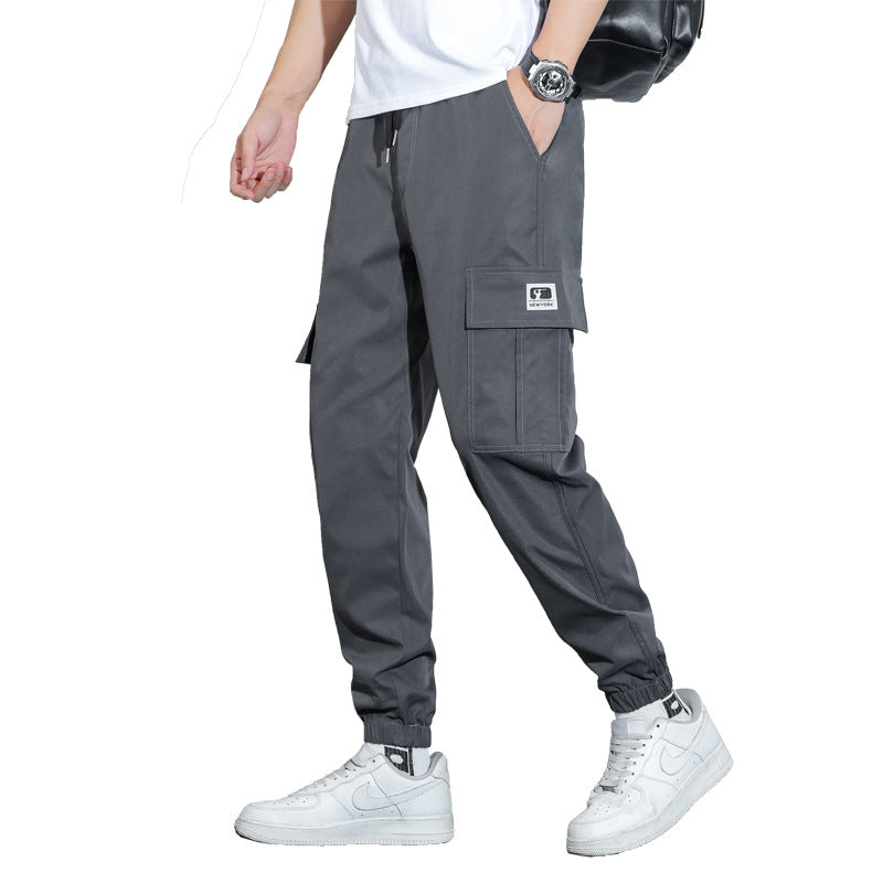 Spring and Autumn Men's Work Pants with Crotch Wear-resistant Loose Leg-toe Work Clothes Pants Breathable Elastic Multi-pocket Overalls