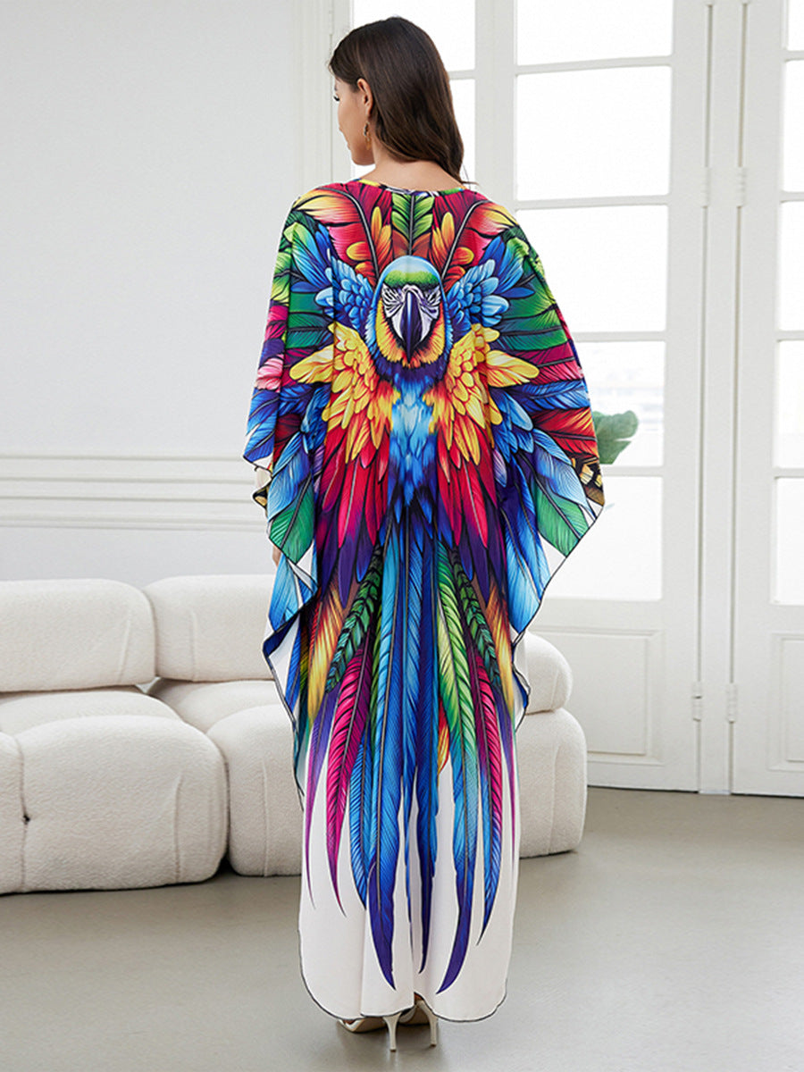 European and American New Positioning Printed dress Holiday Beach Clothes Robe plus size Beach Sunscreen Bikini Blouse