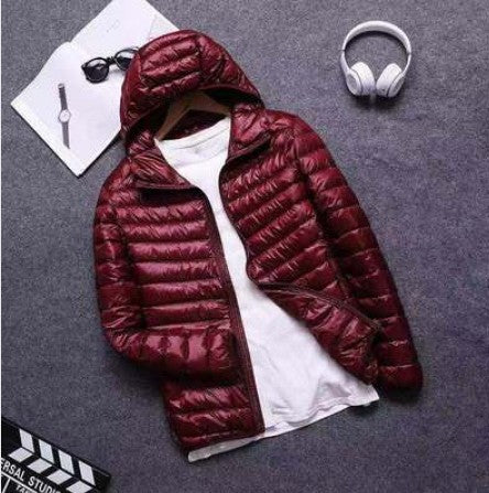 Foreign Trade Cotton-padded Clothes New Light and Thin Feather Rong Cotton Hooded Men's Short Youth plus size Winter Clothes with Vertical Collar Cotton-padded Coat Trendy