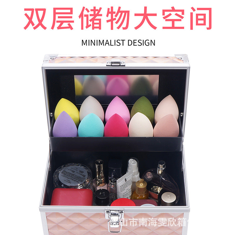 Professional ear picking and foot washing KTV practical toolbox single open double-layer cosmetic case with mirror beauty eyelash storage box