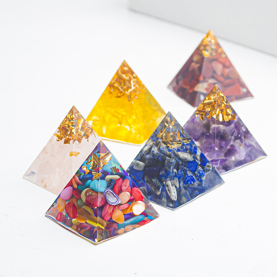Foreign Trade Amazon Natural Crystal Gravel Glue 3cm Pyramid Home Office Desk Decoration Ornaments Raw Ore