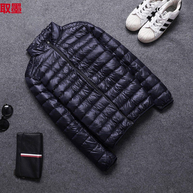 Foreign Trade Cotton-padded Clothes New Light and Thin Feather Rong Cotton Hooded Men's Short Youth plus size Winter Clothes with Vertical Collar Cotton-padded Coat Trendy