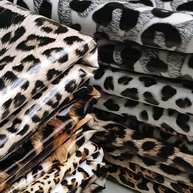 Pu Leopard Print Leather Fabric Anime DIY Imitation Cotton Velvet Base Printed Crafts Home Furniture Artificial Leather Bags
