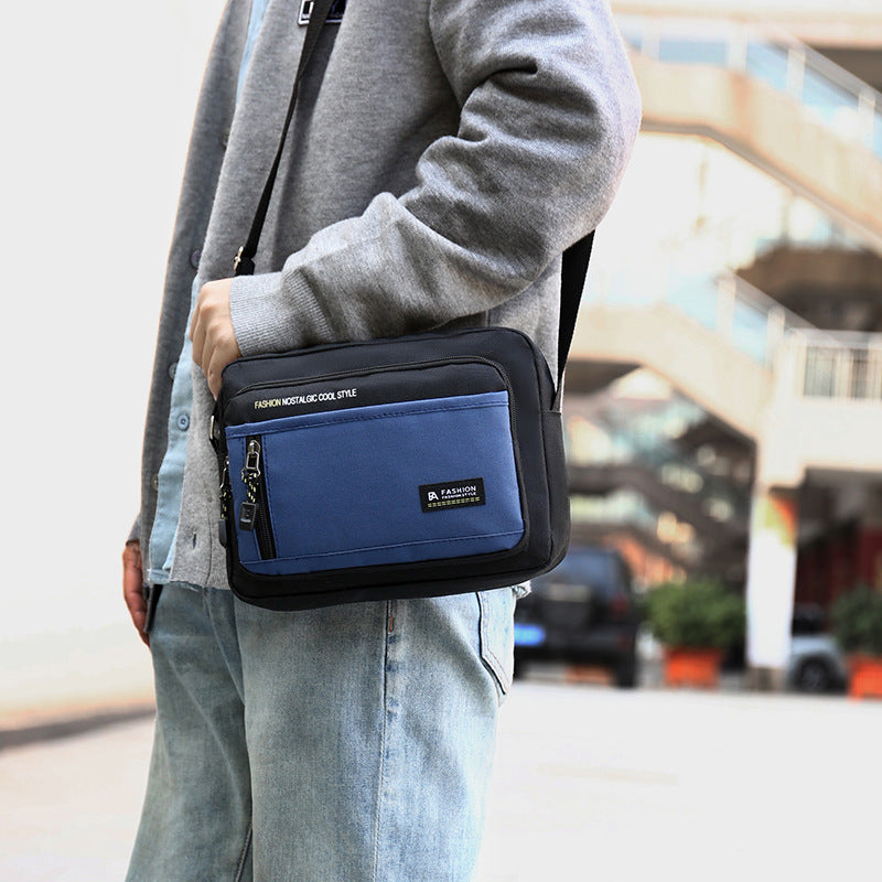 Men's Large Capacity Shoulder Bag Oxford Cloth Multifunctional Small Square Bag Fashionable Outdoor Work Commuter Casual Crossbody Bag