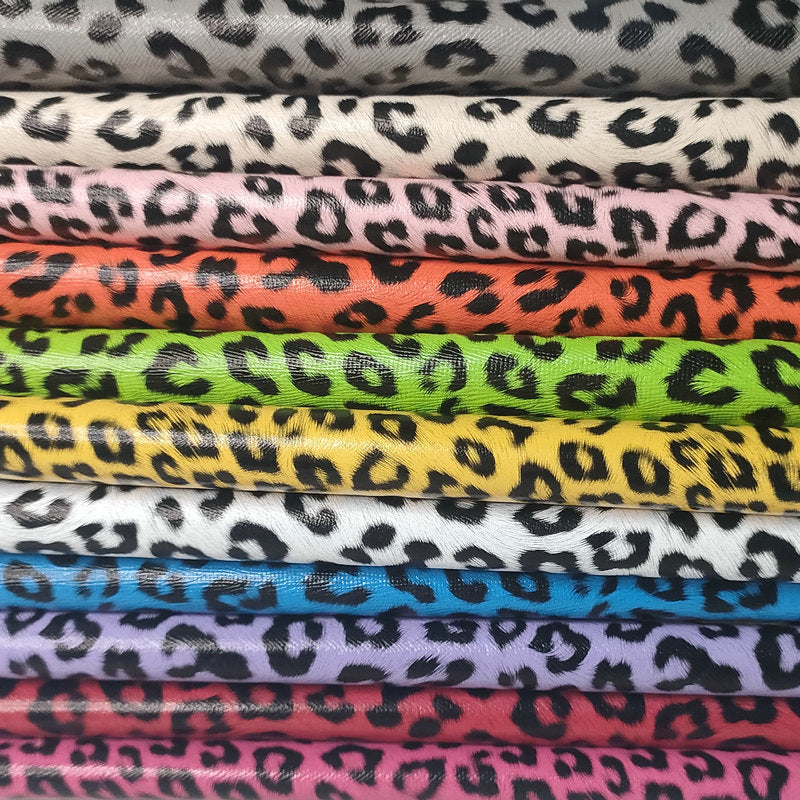 Pu Leopard Print Leather Fabric Anime DIY Imitation Cotton Velvet Base Printed Crafts Home Furniture Artificial Leather Bags