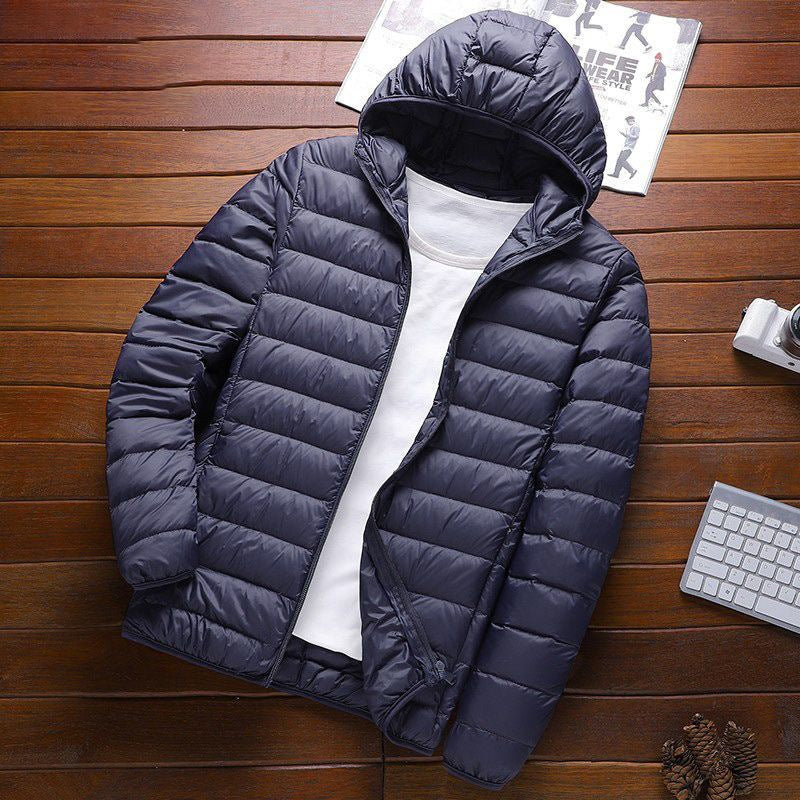 Winter Lightweight fleece-lined Cotton-padded Coat Hooded Men's Korean Style Slim-fit Cotton-padded Coat Men's Warm Jacket Short Cotton-padded Coat Trendy