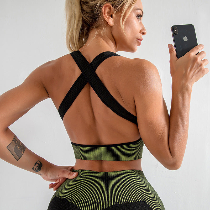 Halter Sports Bra for Women, Yoga Tank Top, Lulu Integrated Shockproof Fitness Bra, Moisture-Wicking, Backless, High-Elastic Support