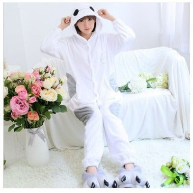 Mixed batch autumn and winter flannel cartoon one-piece pajamas home performance clothes toilet version adult home clothes pajamas
