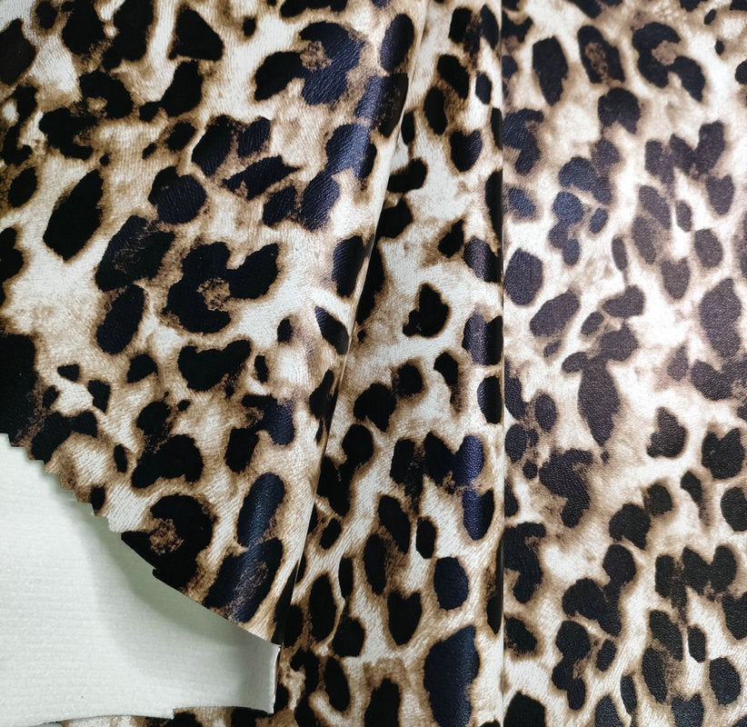 Pu Leopard Print Leather Fabric Anime DIY Imitation Cotton Velvet Base Printed Crafts Home Furniture Artificial Leather Bags