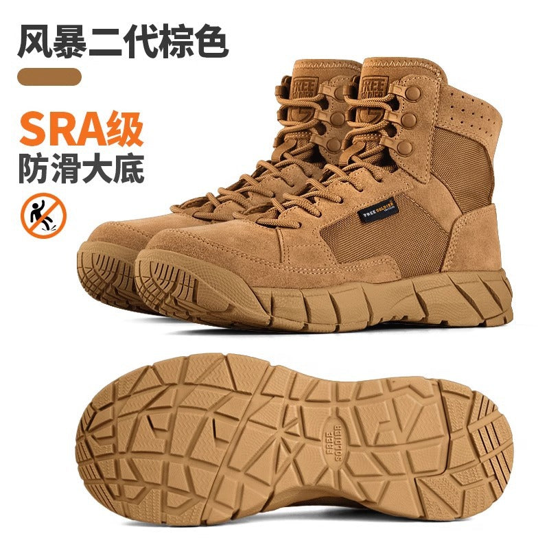 Free Soldier Autumn and Winter Hiking Shoes, Outdoor Shoes, Wear-Resistant, Ultra-Light, Non-Slip Hiking Shoes, Waterproof Tactical Boots, Cross-Country