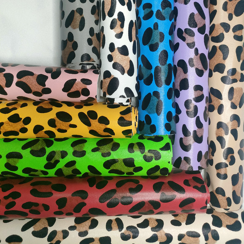 Pu Leopard Print Leather Fabric Anime DIY Imitation Cotton Velvet Base Printed Crafts Home Furniture Artificial Leather Bags