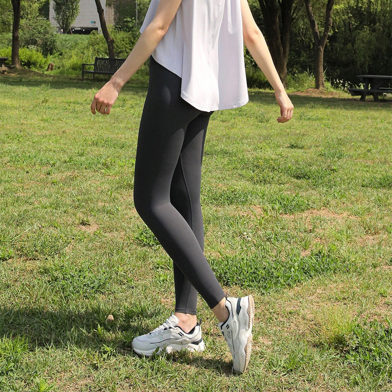 Nude-Feeling Non-Embarrassing Line Lulu Yoga Pants Outer Wear Peach Butt Tight Sports Fitness Pilates Pants