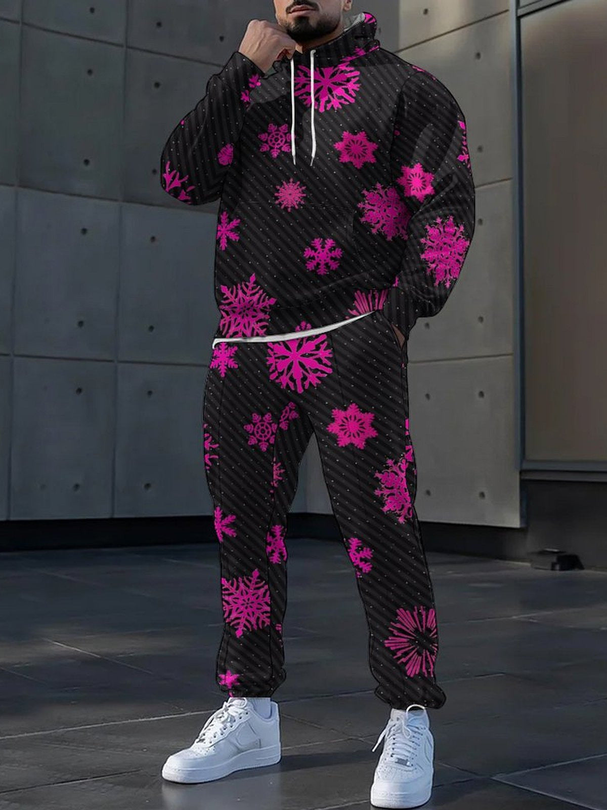 2025 Autumn Cross-Border Amazon Independent Site High Street Men's Hooded Casual Sports Long-Sleeve Long Pants Autumn Set
